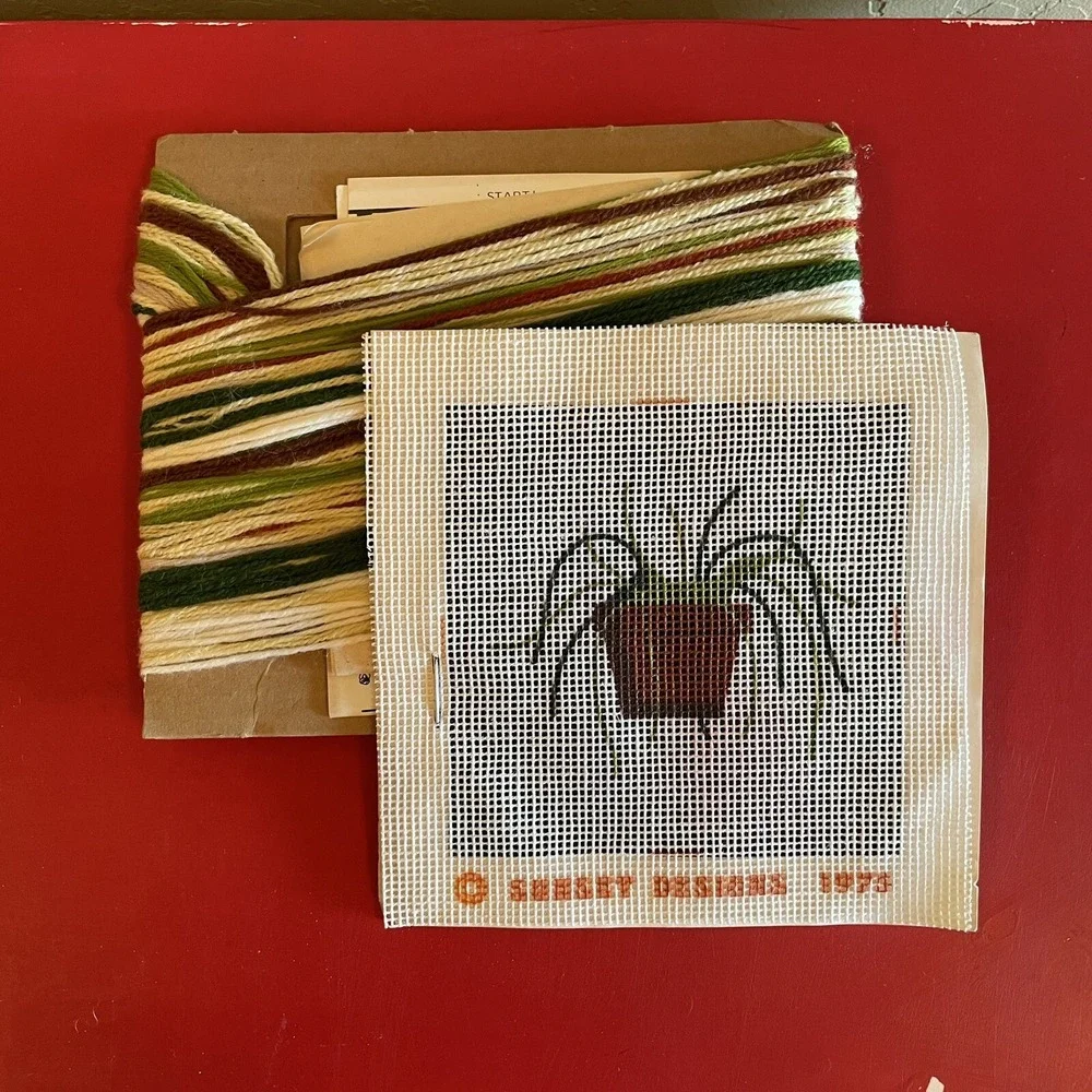 Vintage Sunset Designs Boston Fern Needlepoint Kit Unworked Circa‎ 1990